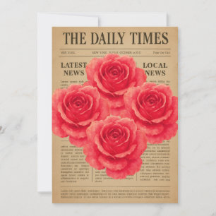 Invitación Rosa de época sobre papel antiguo