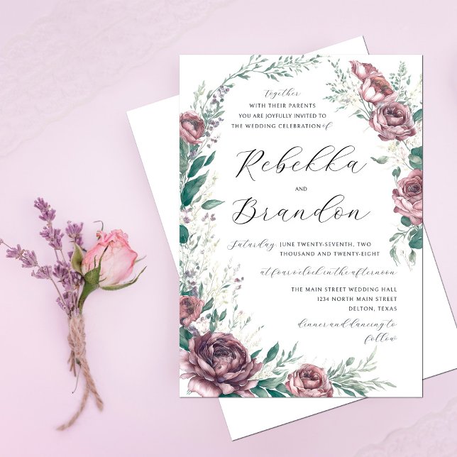 Invitación Rosa de esmeralda verde  Boda de flores (Subido por el creador)