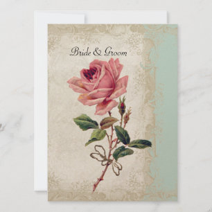 Invitación Rosa de estilo barroco de estilo vintage con encaj