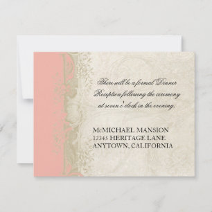 Invitación Rosa de estilo barroco Salmon n Cream Lace