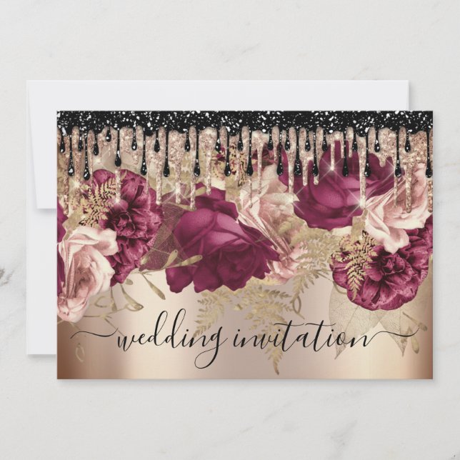 Invitación Rosa de eventos de Boda de novias Perforaciones de (Anverso)