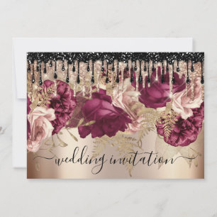 Invitación Rosa de eventos de Boda de novias Perforaciones de