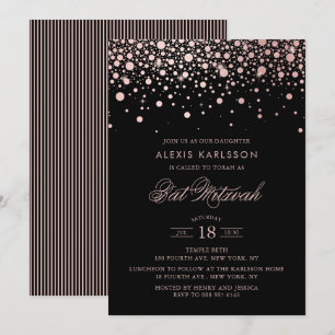 Invitación Rosa de Faux Relieve metalizado dorado Confetti Bl