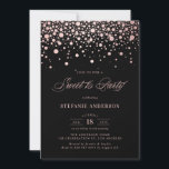 Invitación Rosa de Faux Relieve metalizado dorado Confetti Bl<br><div class="desc">Invite a los invitados a su evento con esta personalizable dulce invitación de 16 fiestas. Presenta unos falsos puntos de Relieve metalizado dorado rosa sobre un fondo negro. Personalice agregando sus detalles. Esta rosa de dulce de oro dieciséis invitaciones es perfecta para cualquier tema de cumpleaños o temporada.</div>