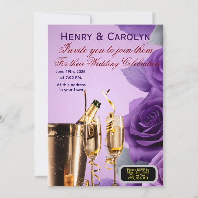 Invitación Rosa de fiesta (Anverso)