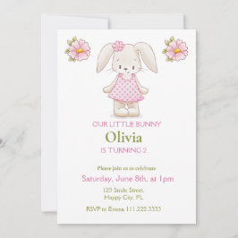 Invitación rosa de fiesta de cumpleaños de Chica c