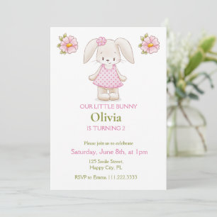 Invitación rosa de fiesta de cumpleaños de Chica c