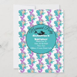 Invitación Rosa de Fiesta de Sirena Azul