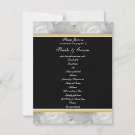 Invitación Rosa de fiesta elegante negra blanca boda dorada