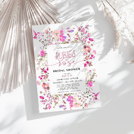 Invitación rosa de flor salvaje pintado a mano Ruby Bridal Sh