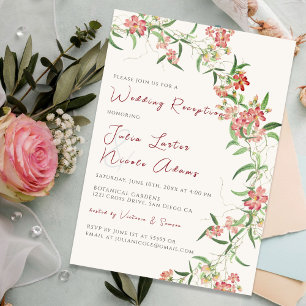 Invitación Rosa de flor silvestre Primavera Guirnalda Boda Re