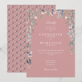 Invitación Rosa de flores silvestres Boda de vegetación flor