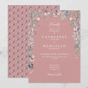 Invitación Rosa de flores silvestres  Boda de vegetación flor