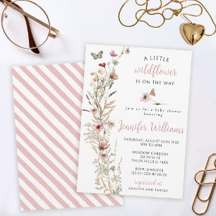Invitación Rosa de flores silvestres color agua ducha de bebé