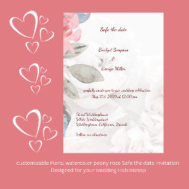 Invitación Rosa de flores silvestres de acuarela floral a sal