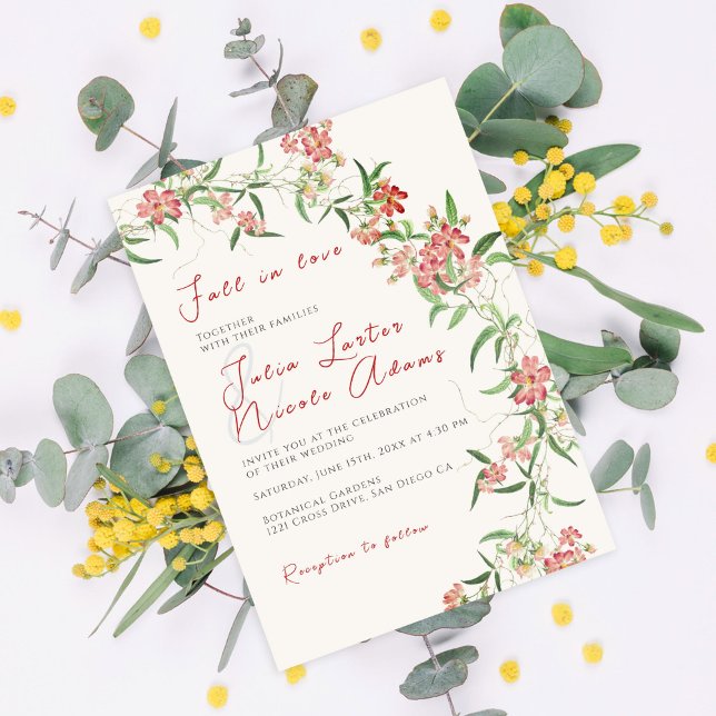 Invitación Rosa de flores silvestres rosadas Boda Spring Garl (Subido por el creador)