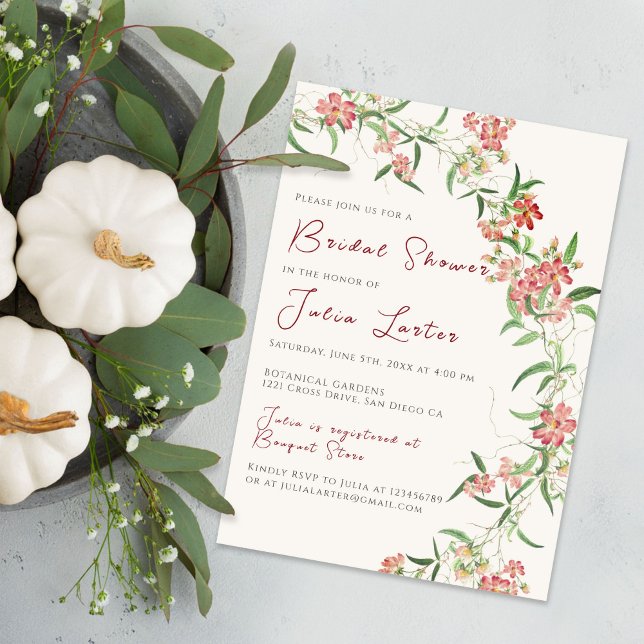 Invitación Rosa de flores silvestres Spring Garland Bridal Sh (Subido por el creador)