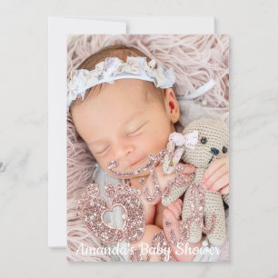 Invitación Rosa de fotos de un Personalizado de Baby Shower C