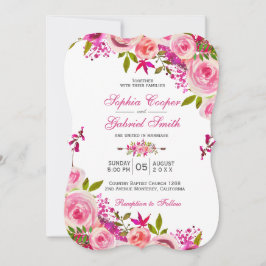 Invitación Rosa de Fuchsia Rosa Boda Floral Botánico