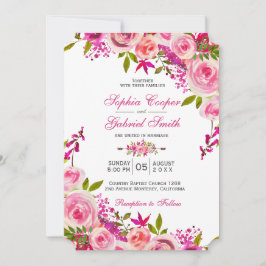 Invitación Rosa de Fuchsia Rosa Boda Floral Botánico