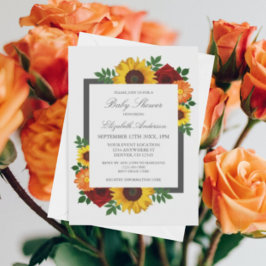 Invitación Rosa de girasol Autumn Floral Baby Shower