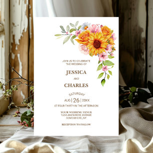 Invitación Rosa de girasol Boda floral