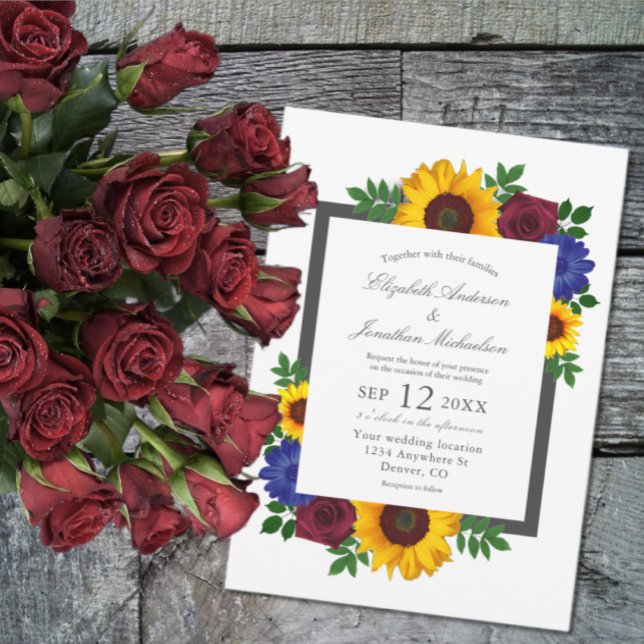 Invitación Rosa de girasol Boda floral (Subido por el creador)