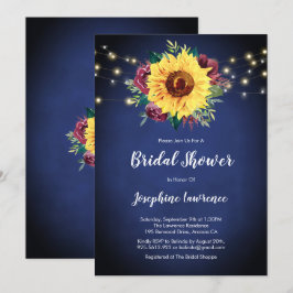 Invitación Rosa de girasol borgoña ilumina ducha de novia de 