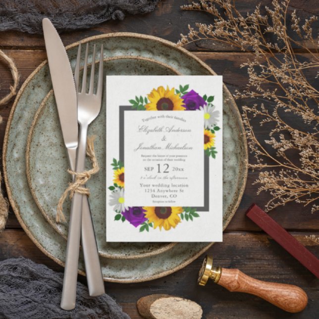 Invitación Rosa de girasol Daisy Autumn Boda floral (Subido por el creador)