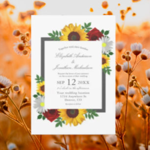 Invitación Rosa de girasol Daisy Autumn Boda floral