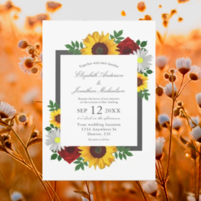Invitación Rosa de girasol Daisy Autumn Boda floral (Subido por el creador)