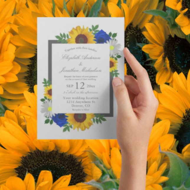 Invitación Rosa de girasol Daisy Autumn Boda floral (Subido por el creador)