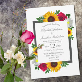 Invitación Rosa de girasol Daisy Autumn Boda floral