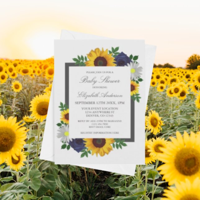 Invitación Rosa de girasol Daisy Autumn Floral Baby Shower (Subido por el creador)