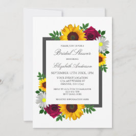 Invitación Rosa de girasol Daisy Autumn Floral Bridal Shower