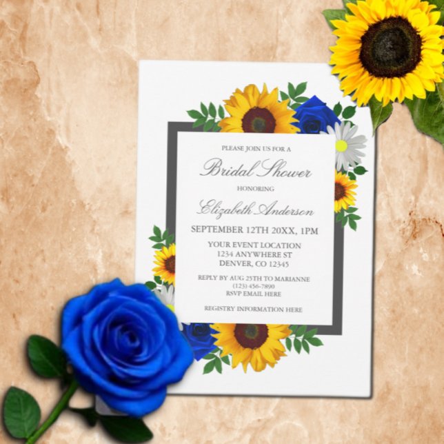 Invitación Rosa de girasol Daisy Autumn Floral Bridal Shower (Subido por el creador)