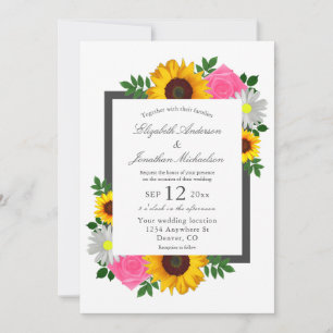 Invitación Rosa de girasol Daisy Floral Boda