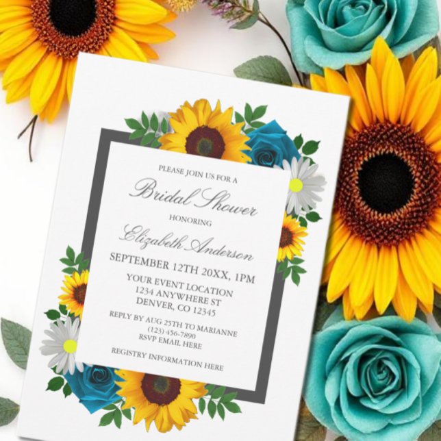 Invitación Rosa de girasol Daisy Floral Bridal Shower (Subido por el creador)