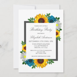 Invitación Rosa de girasol Daisy Floral Cumpleaños