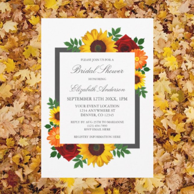 Invitación Rosa de girasol Ducha nupcial floral otoño (Subido por el creador)