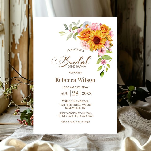 Invitación Rosa de girasol Floral Bridal Shower (Subido por el creador)