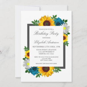 Invitación Rosa de Girasol Floral Cumpleaños Daisy