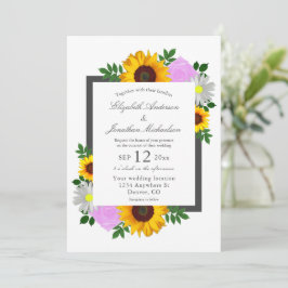 Invitación Rosa de girasol floral de boda de margarita