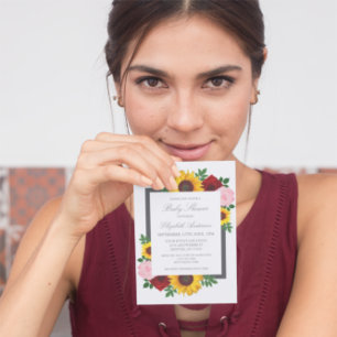 Invitación Rosa de girasol Peonies Autumn Floral Baby Shower