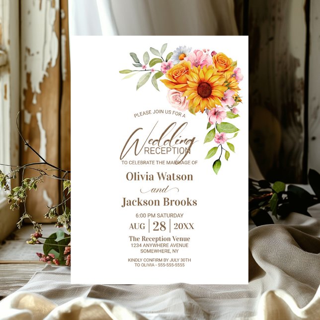 Invitación Rosa de girasol Recepción de boda floral (Subido por el creador)