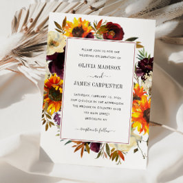 Invitación Rosa de girasol rústico Boda de otoño con flores d