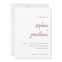 Rosa de guión Minimalista moderno rosa | BODA