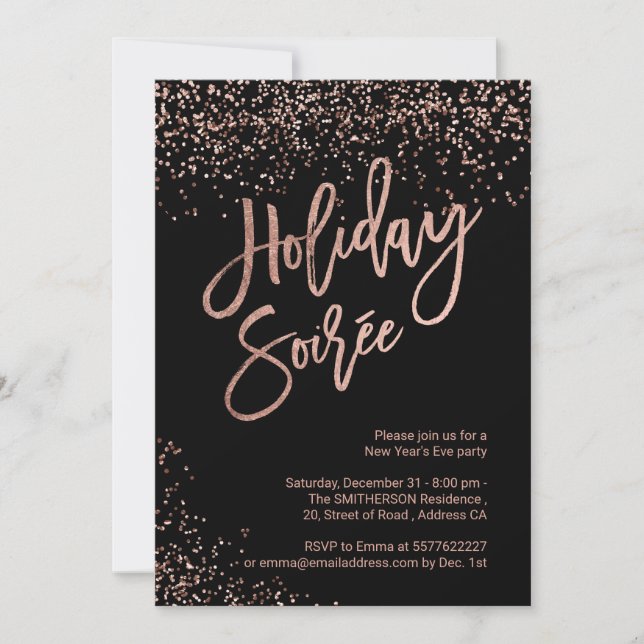 Invitación Rosa de guiones de la Soirée de vacaciones Año Nue (Anverso)