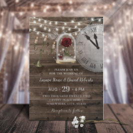 Invitación Rosa de hadas dome de flores Boda de granero rústi
