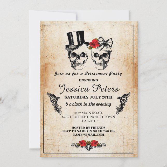Invitación Rosa de Halloween invitado a ser jubilado por crán (Anverso)